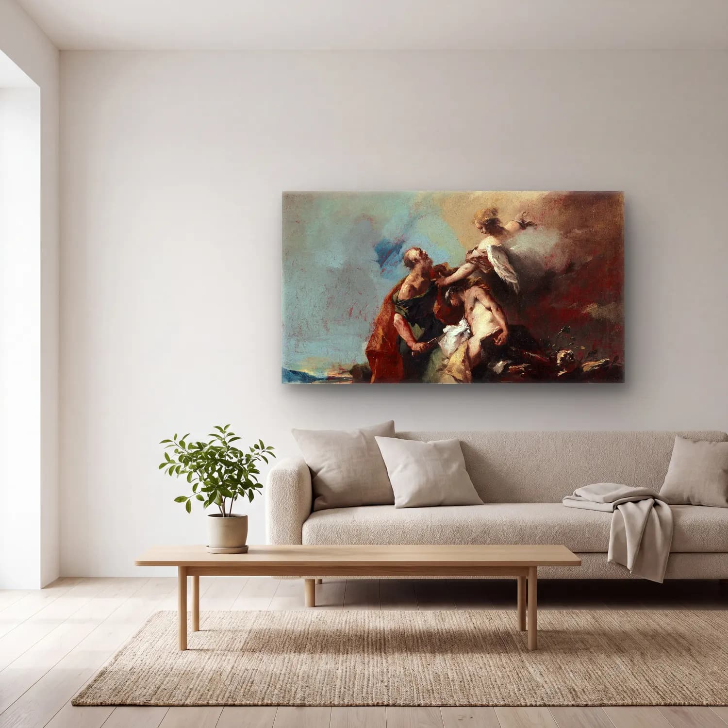 Francesco Guardi – The Sacrifice of Isaac cam tablo — açık renk salonda