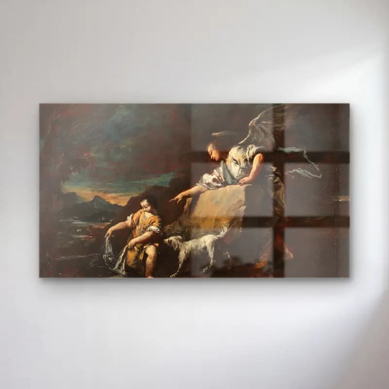 Francesco Guardi – Tobias and the Angel cam tablo — Francesco Guardi – Tobias and the Angel — yağlı boya mitolojik sahne