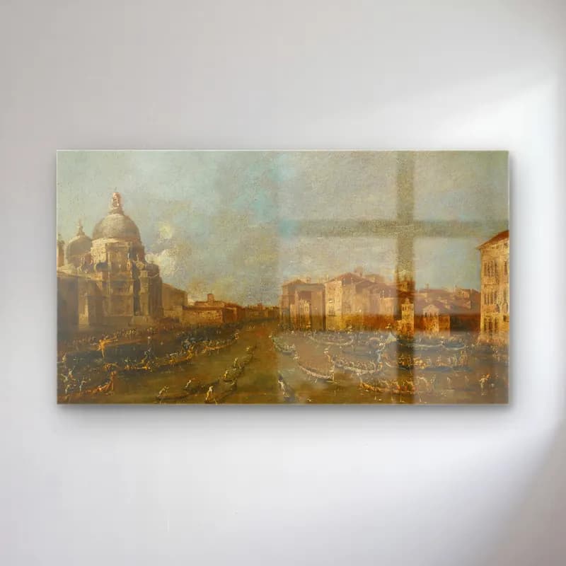 Francesco Guardi – Venice, A Festival On The Grand Canal Near Santa Maria… cam tablo — Francesco Guardi – Venice, A Festival On The Grand Canal Near Santa Maria… — yağlı boya liman ve tekneler