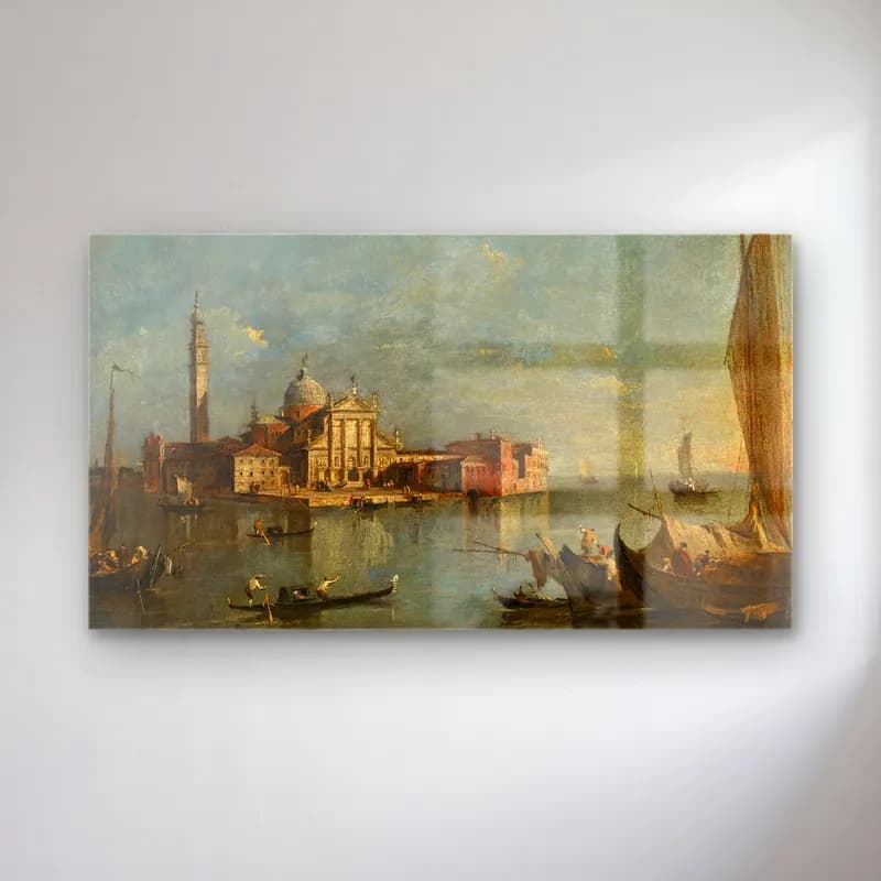 Francesco Guardi – Venice, A View Of San Giorgio Maggiore cam tablo — Francesco Guardi – Venice, A View Of San Giorgio Maggiore — yağlı boya liman ve tekneler