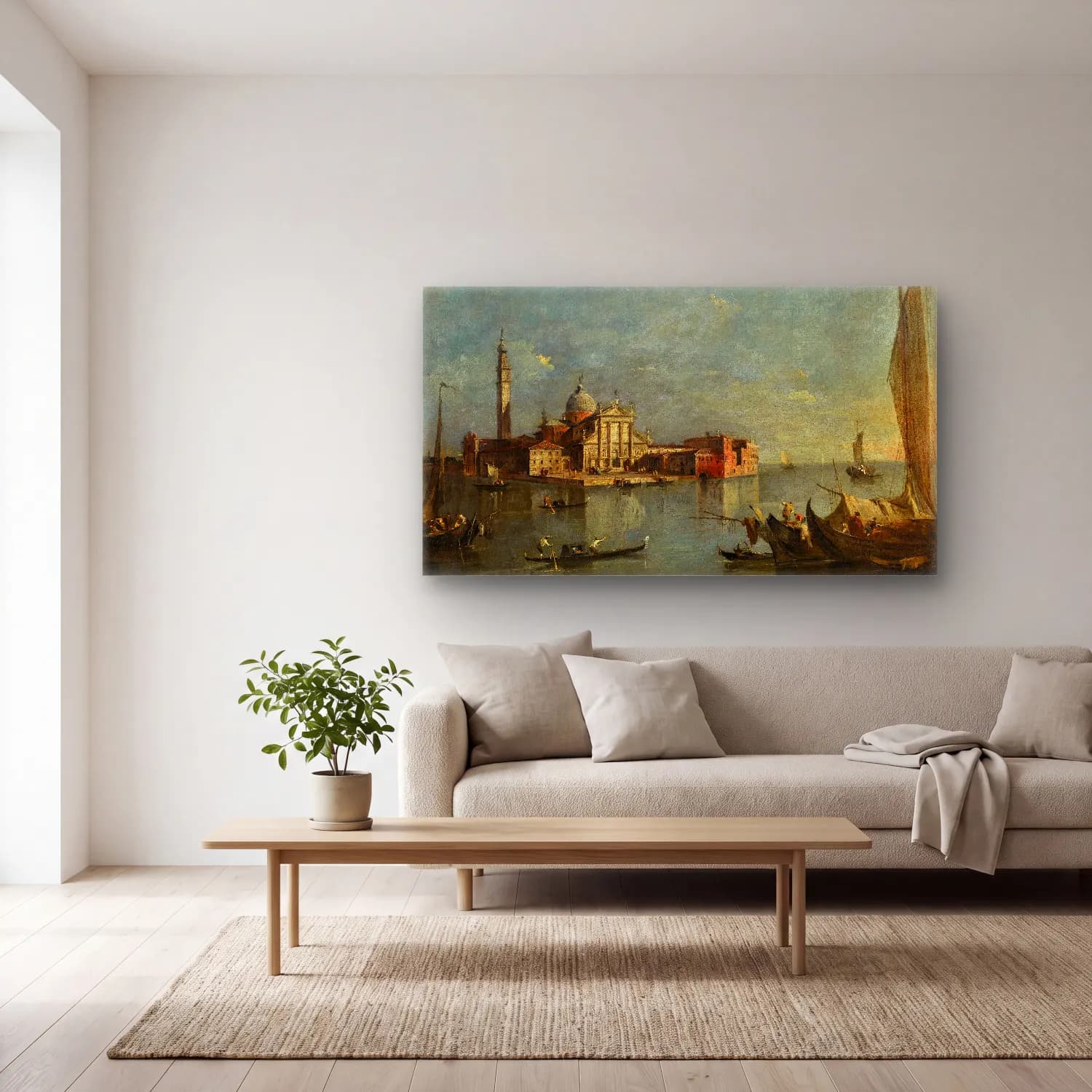 Francesco Guardi – Venice, A View Of San Giorgio Maggiore cam tablo — açık renk salonda