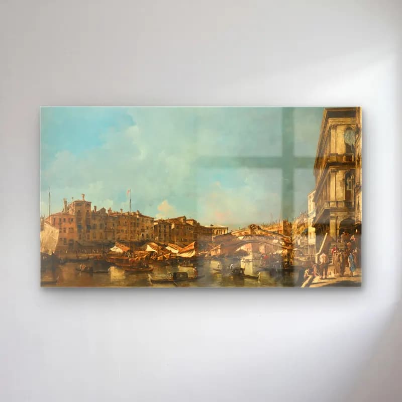 Francesco Guardi – Venice, A View Of The Rialto Bridge cam tablo — Francesco Guardi – Venice, A View Of The Rialto Bridge — yağlı boya liman ve tekneler