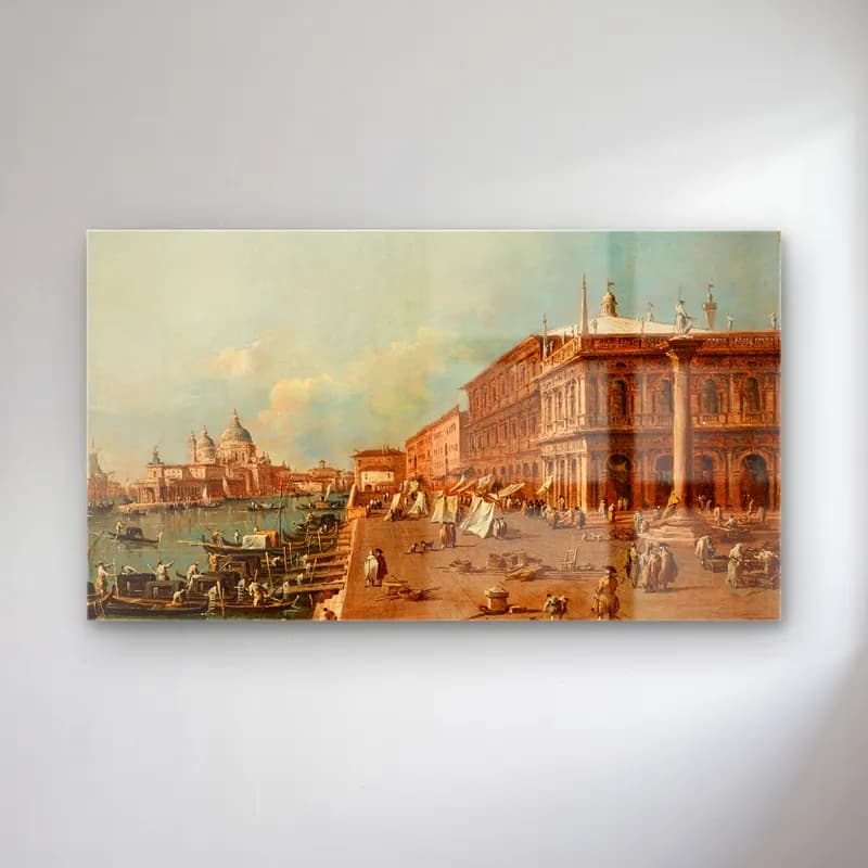 Francesco Guardi – Venice The Molo with the Libreria cam tablo — Francesco Guardi – Venice The Molo with the Libreria — yağlı boya liman ve tekneler