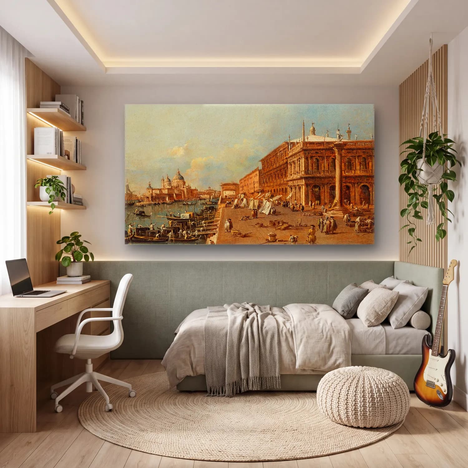 Francesco Guardi – Venice The Molo with the Libreria cam tablo — genç odasında