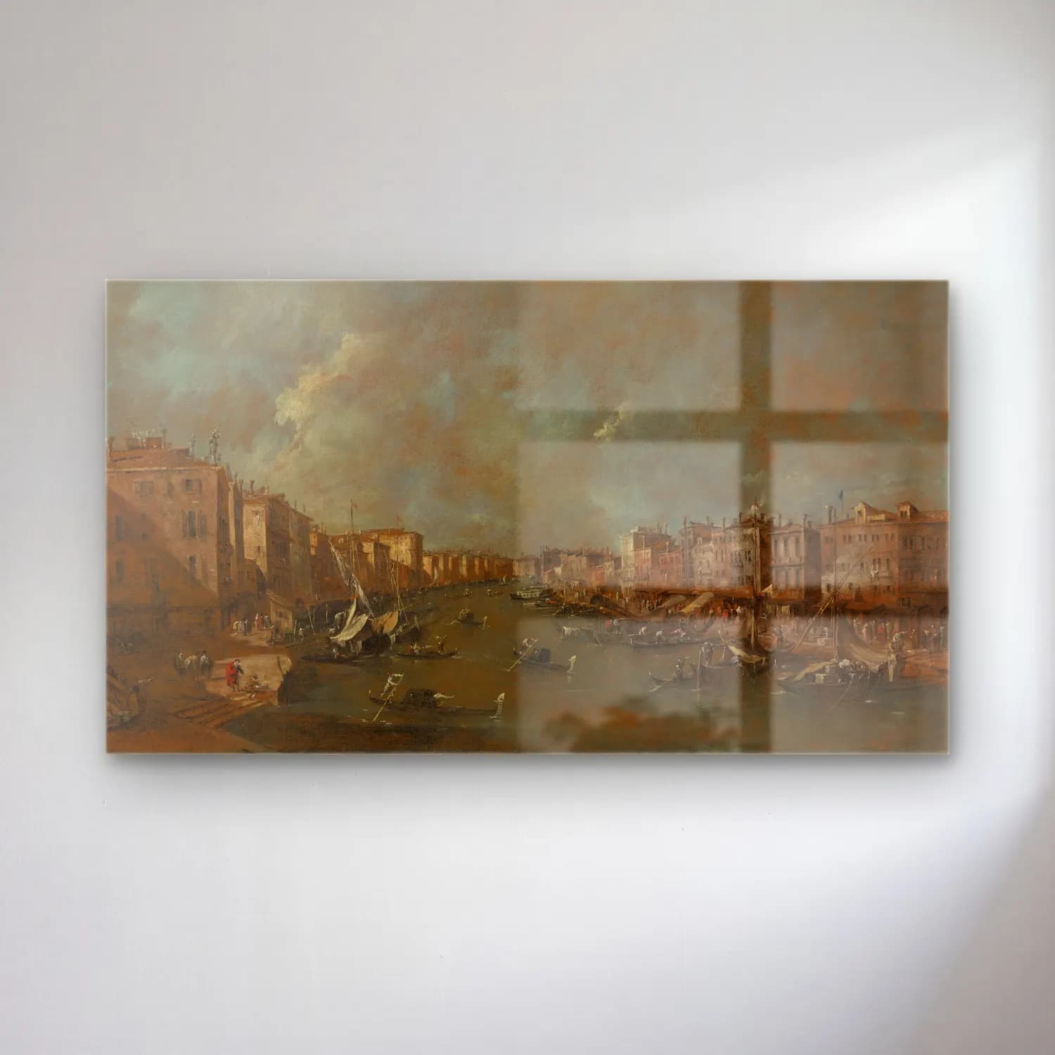 Francesco Guardi – View of the Grand Canal from the Ponte di Rialto (after… cam tablo — Francesco Guardi – View of the Grand Canal from the Ponte di Rialto (after… — yağlı boya liman ve tekneler