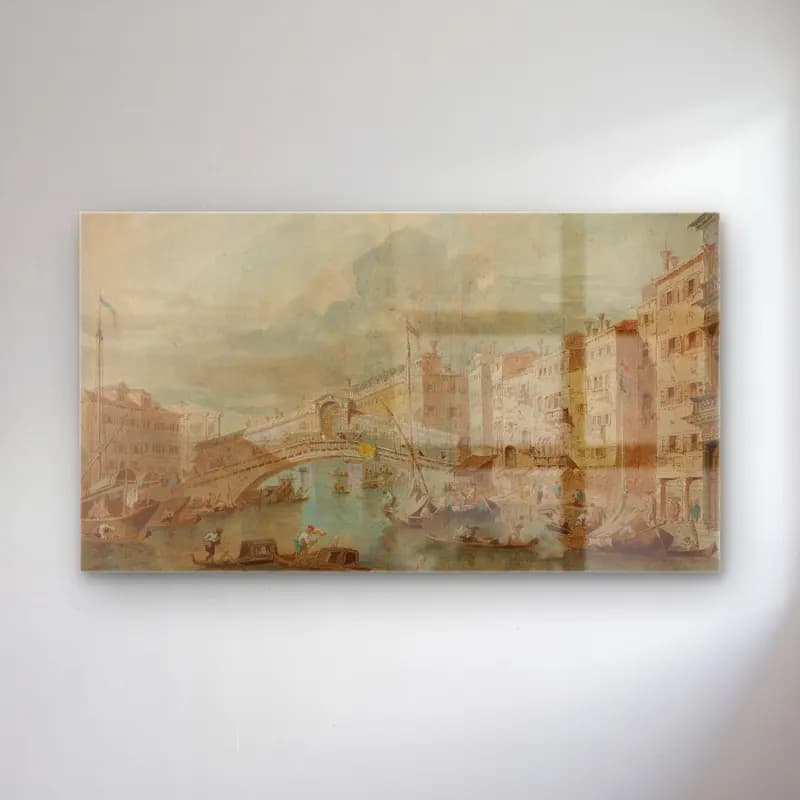 Francesco Guardi – View of the Rialto Bridge, Venice cam tablo — Francesco Guardi – View of the Rialto Bridge, Venice — suluboya liman ve tekneler