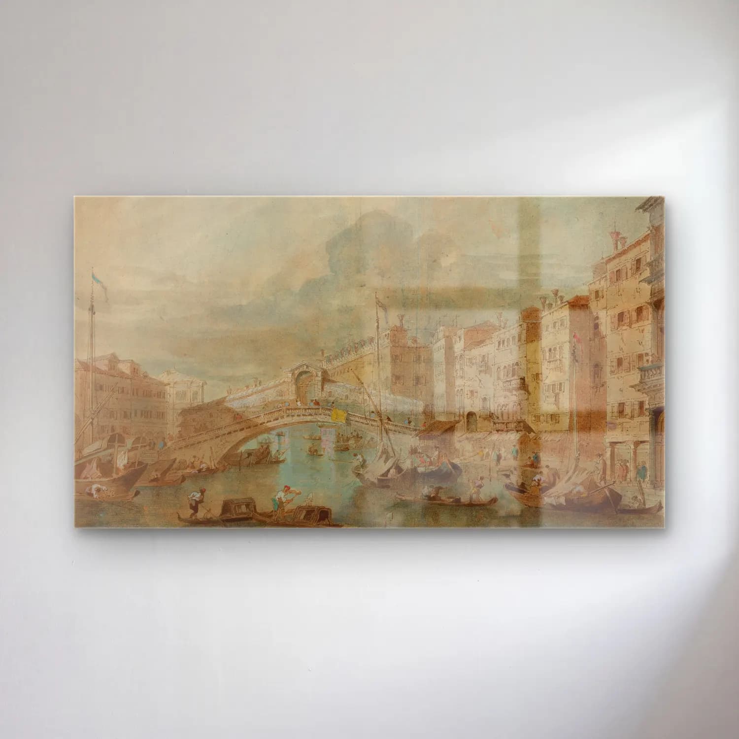 Francesco Guardi – View of the Rialto Bridge, Venice cam tablo — Francesco Guardi – View of the Rialto Bridge, Venice — suluboya liman ve tekneler