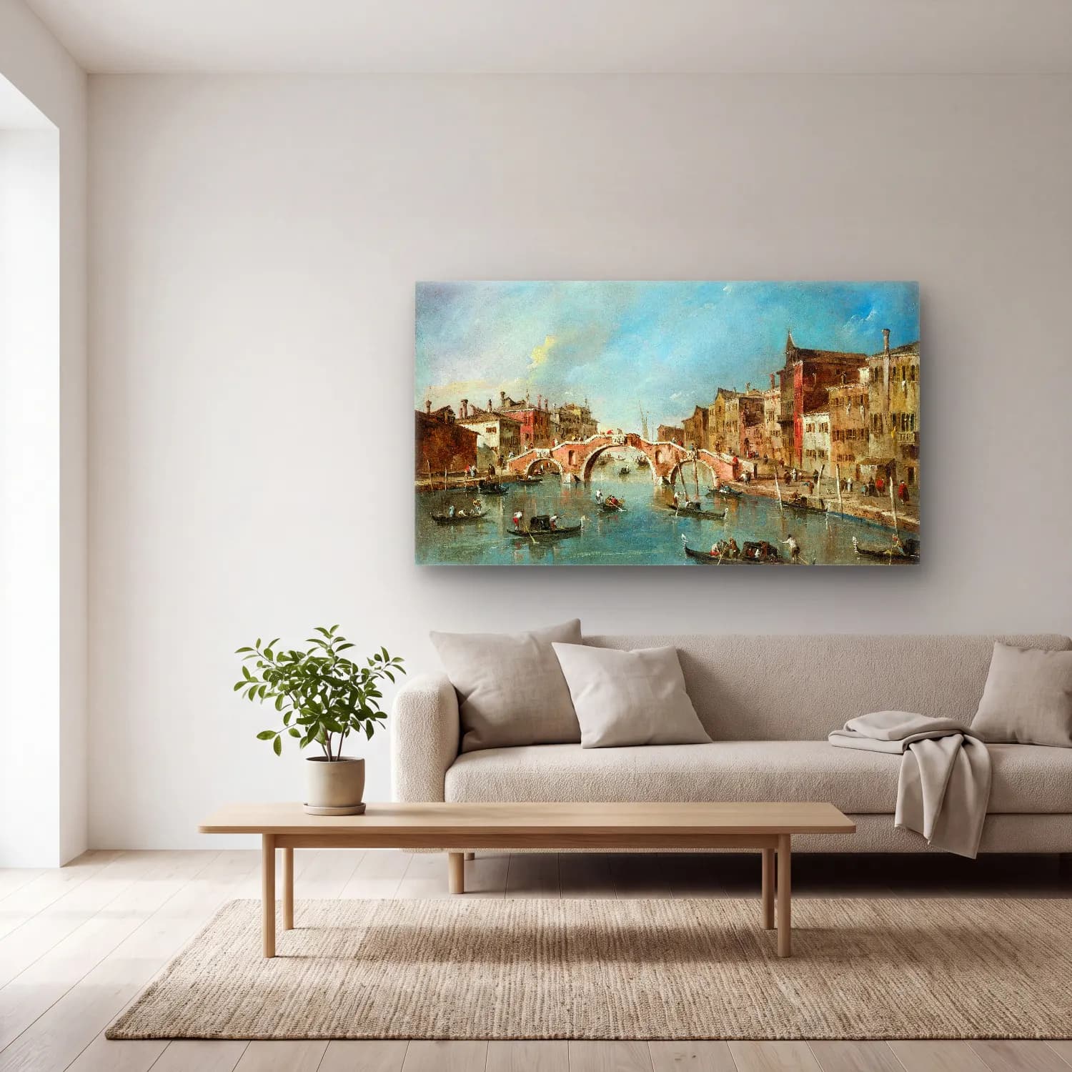 Francesco Guardi – View on the Cannaregio Canal,Venice cam tablo — açık renk salonda
