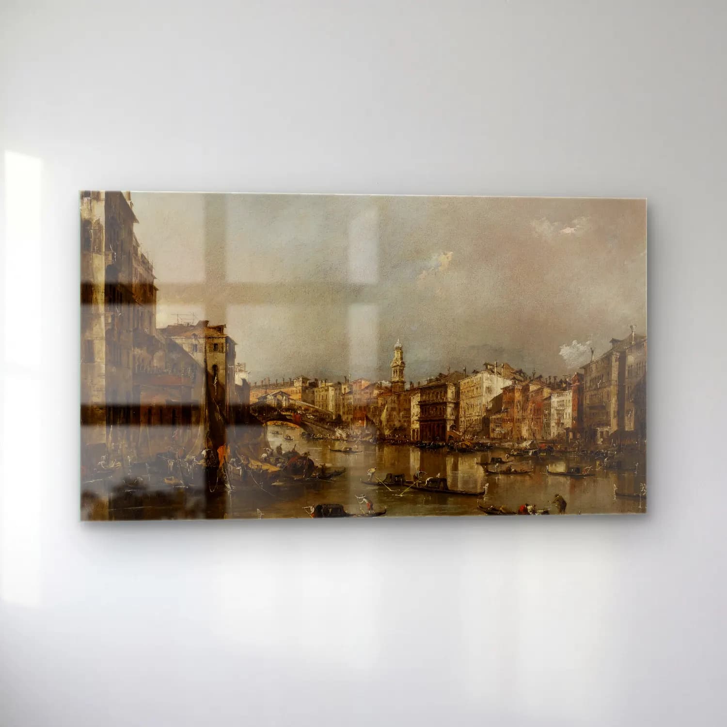 Francesco Guardi – View up the Grand Canal toward the Rialto cam tablo — sol açıdan görünüm