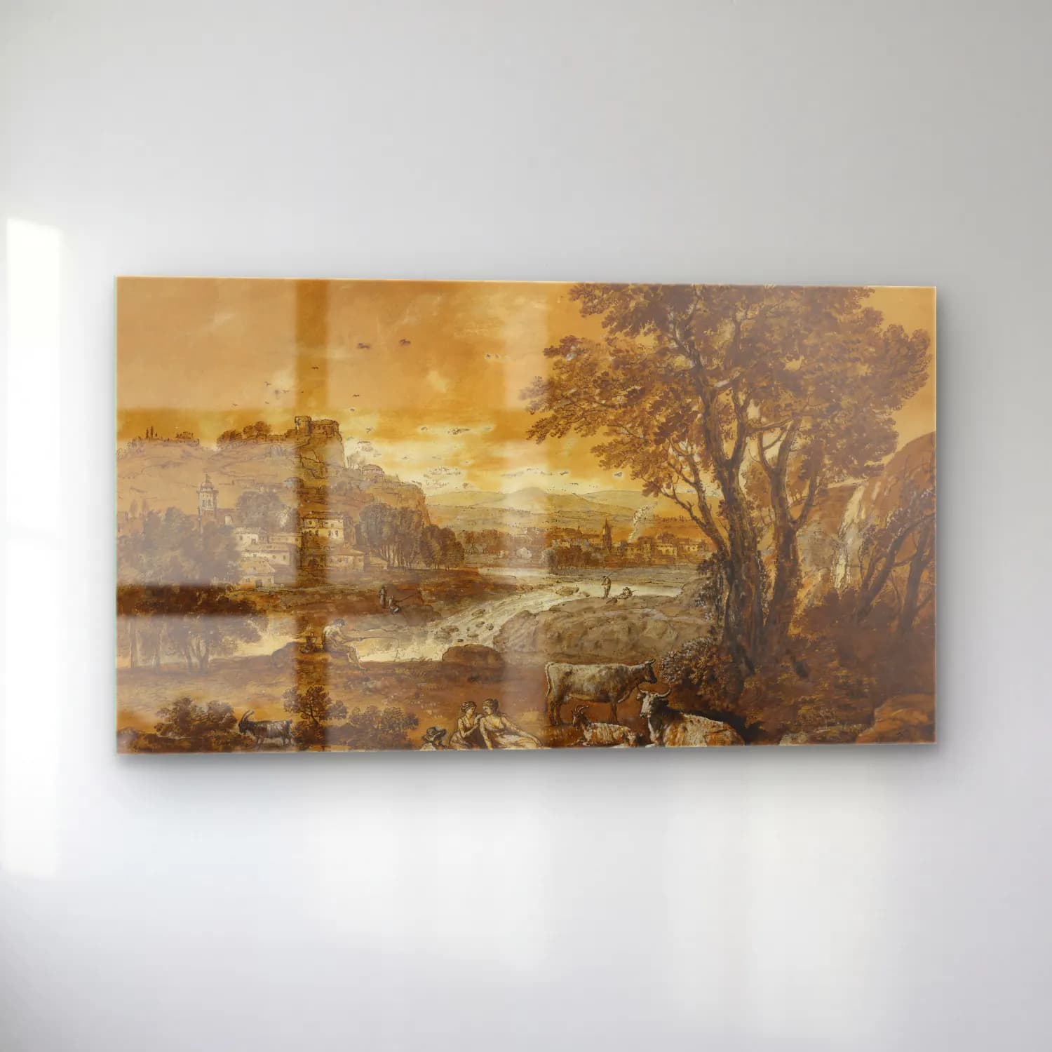 Francesco Zuccarelli – A Landscape with Shepherds Resting Under a Tree by a… cam tablo — sol açıdan görünüm
