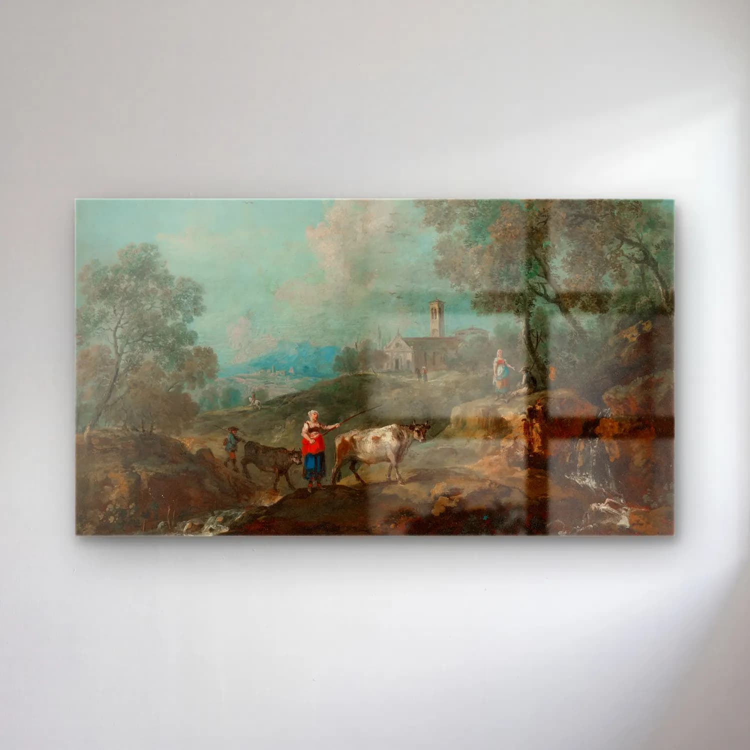 Francesco Zuccarelli – An Italianate landscape with peasants herding cattle near a… cam tablo — Francesco Zuccarelli – An Italianate landscape with peasants herding cattle near a… — yağlı boya dini sahne