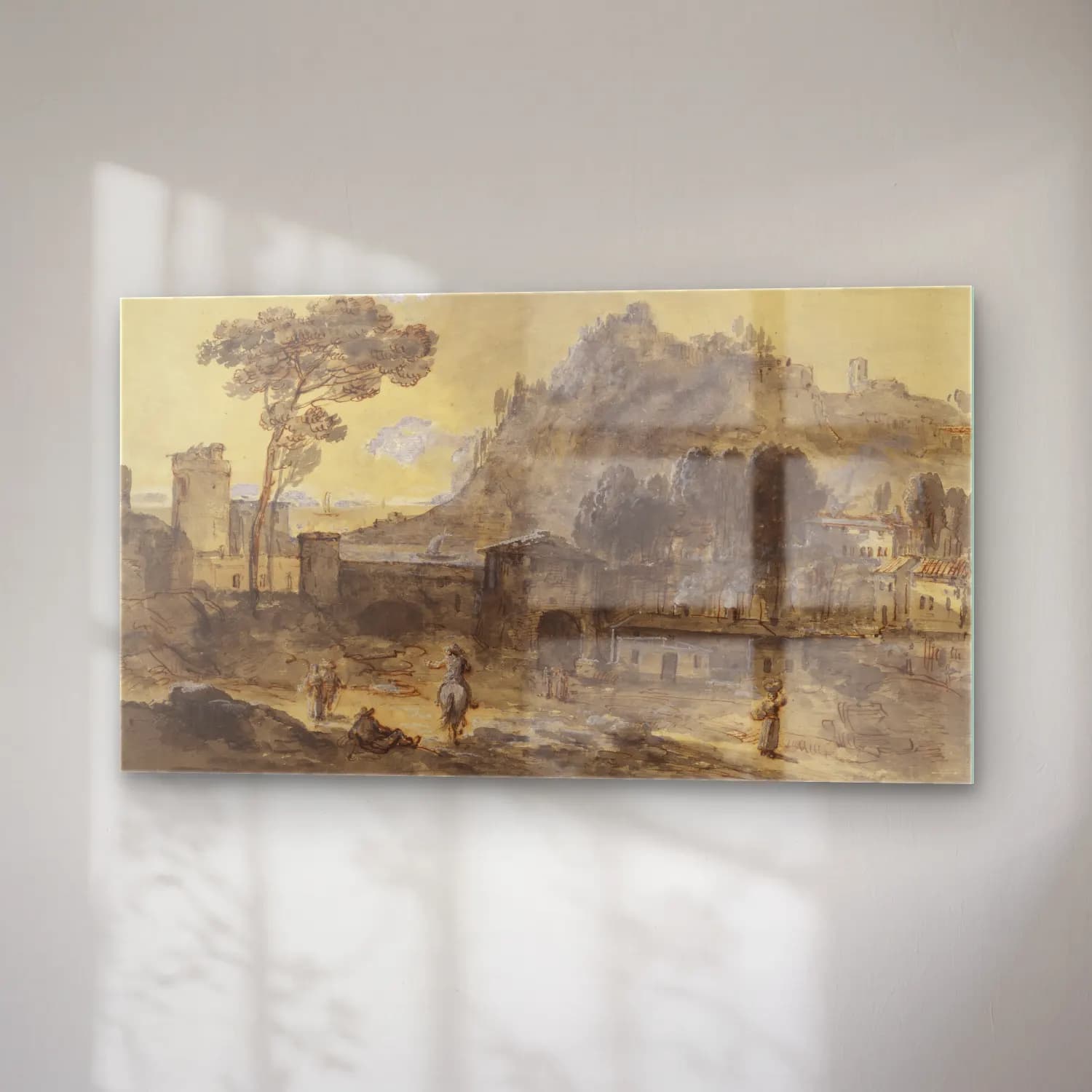 Francesco Zuccarelli – Classical Landscape A Town and a Mountain by the Coast cam tablo — sağ açıdan görünüm