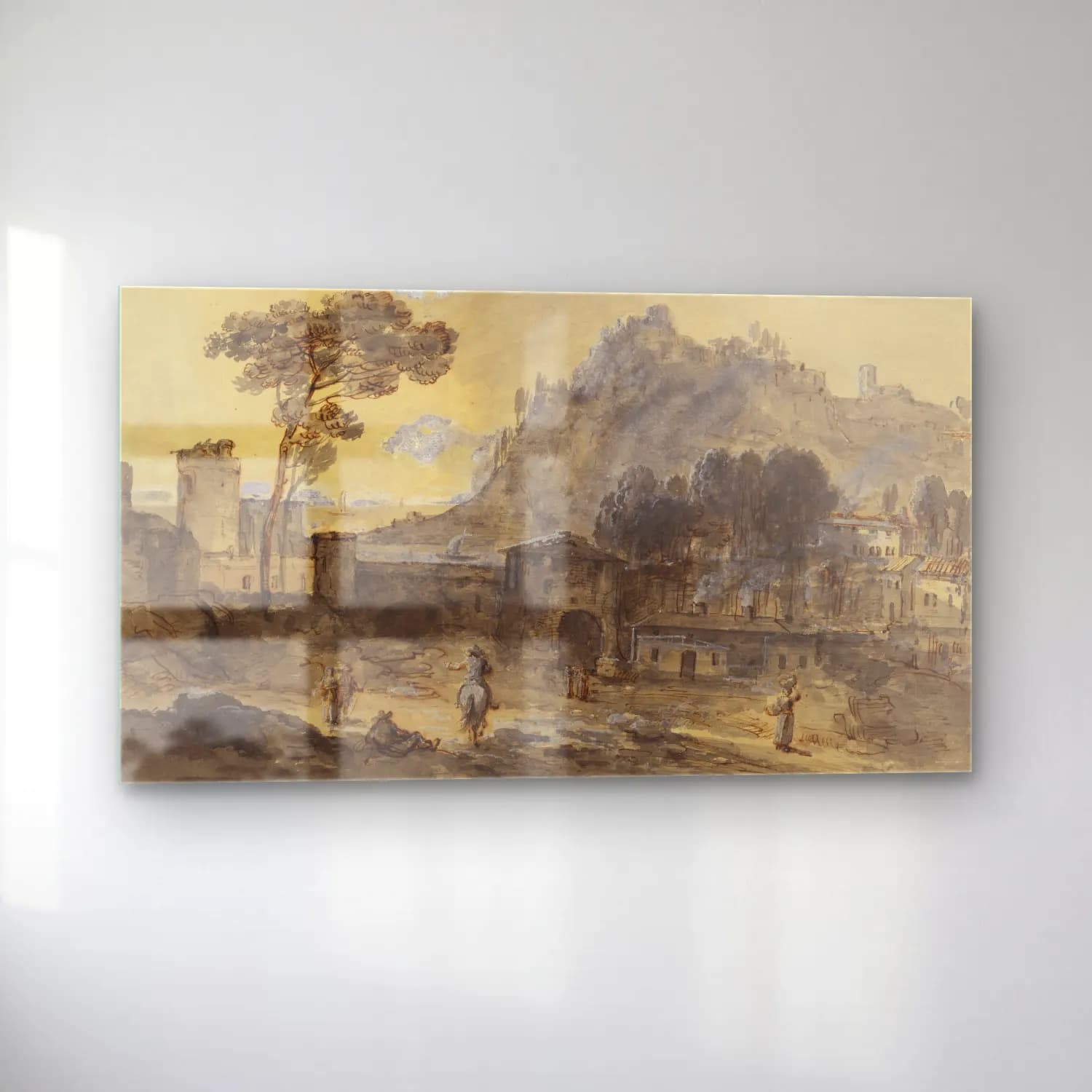Francesco Zuccarelli – Classical Landscape A Town and a Mountain by the Coast cam tablo — sol açıdan görünüm