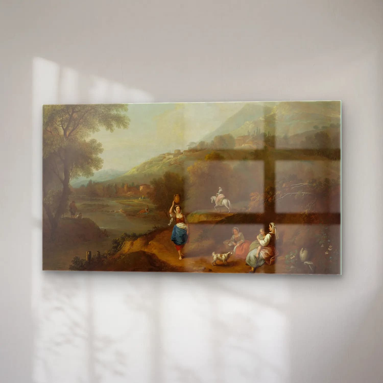 Francesco Zuccarelli – Idyllic River Landscape with Figures (After 1762) cam tablo — sağ açıdan görünüm