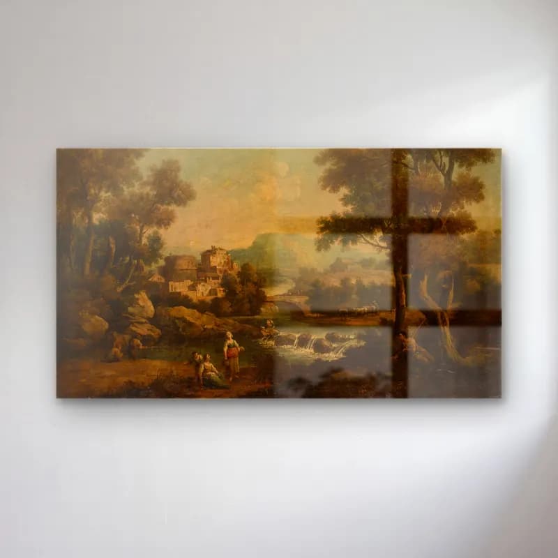 Francesco Zuccarelli – Italian Landscape with a Mountain Stream cam tablo — Francesco Zuccarelli – Italian Landscape with a Mountain Stream — yağlı boya kırda nehir