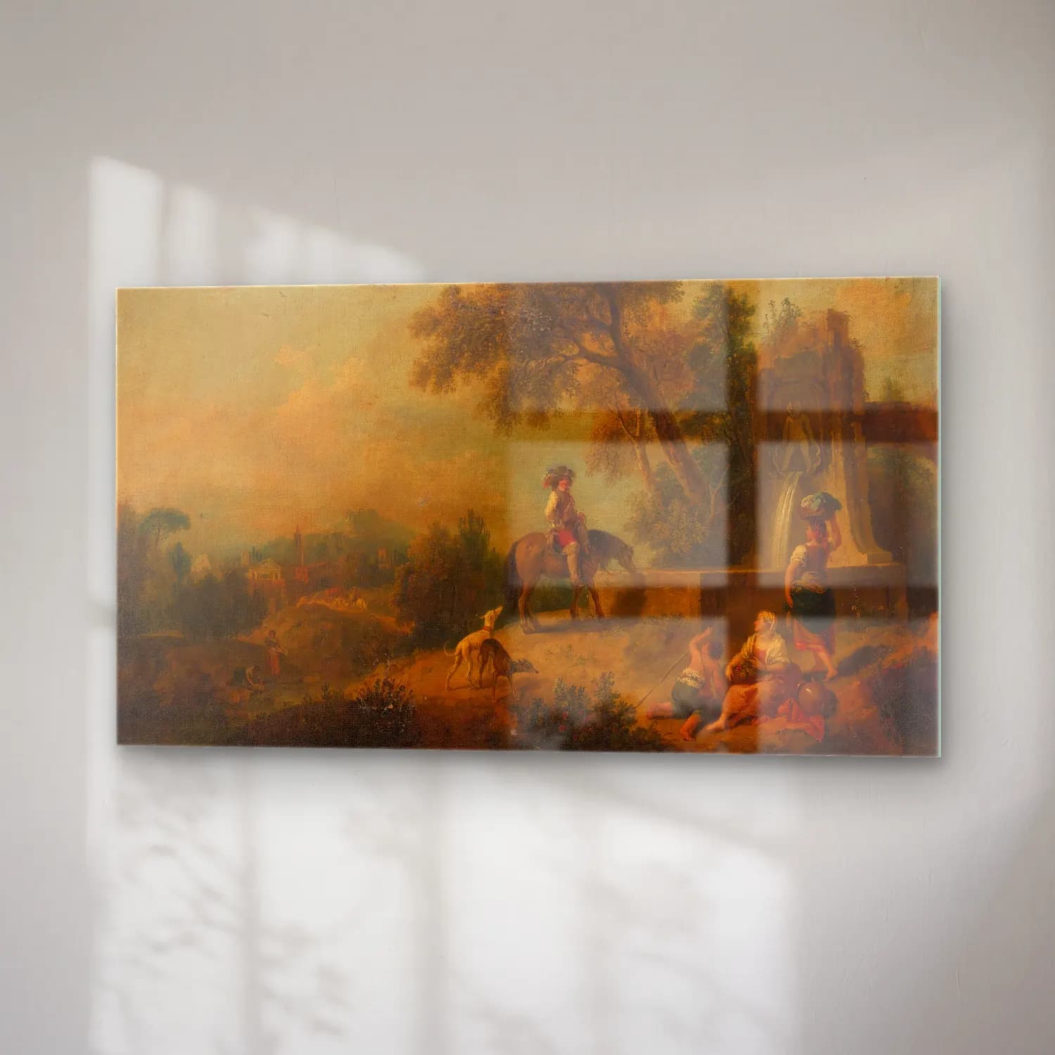 Francesco Zuccarelli – Landscape With Peasants, Fountain And Rider cam tablo — sağ açıdan görünüm