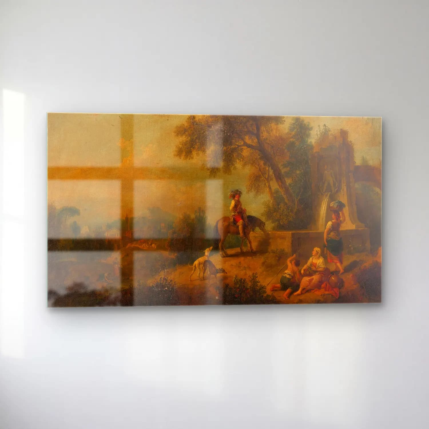 Francesco Zuccarelli – Landscape With Peasants, Fountain And Rider cam tablo — sol açıdan görünüm