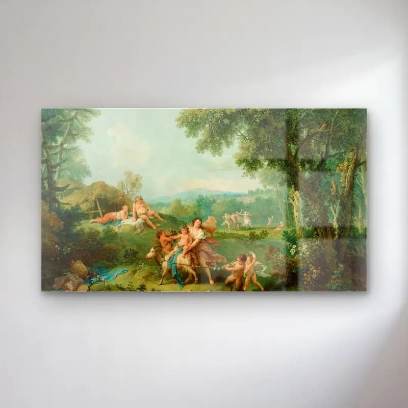Francesco Zuccarelli – Landscape With The Education of Bacchus cam tablo — Francesco Zuccarelli – Landscape With The Education of Bacchus — yağlı boya mitolojik sahne