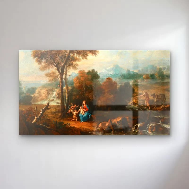 Francesco Zuccarelli – Landscape with the Rest on the Flight into Egypt cam tablo — Francesco Zuccarelli – Landscape with the Rest on the Flight into Egypt — yağlı boya mitolojik sahne
