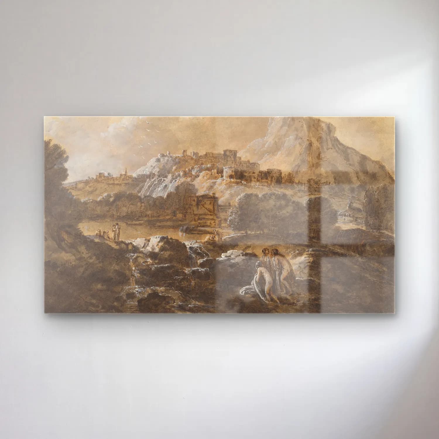 Francesco Zuccarelli – Mountainous River Landscape with Bathers cam tablo — Francesco Zuccarelli – Mountainous River Landscape with Bathers — yağlı boya mitolojik sahne