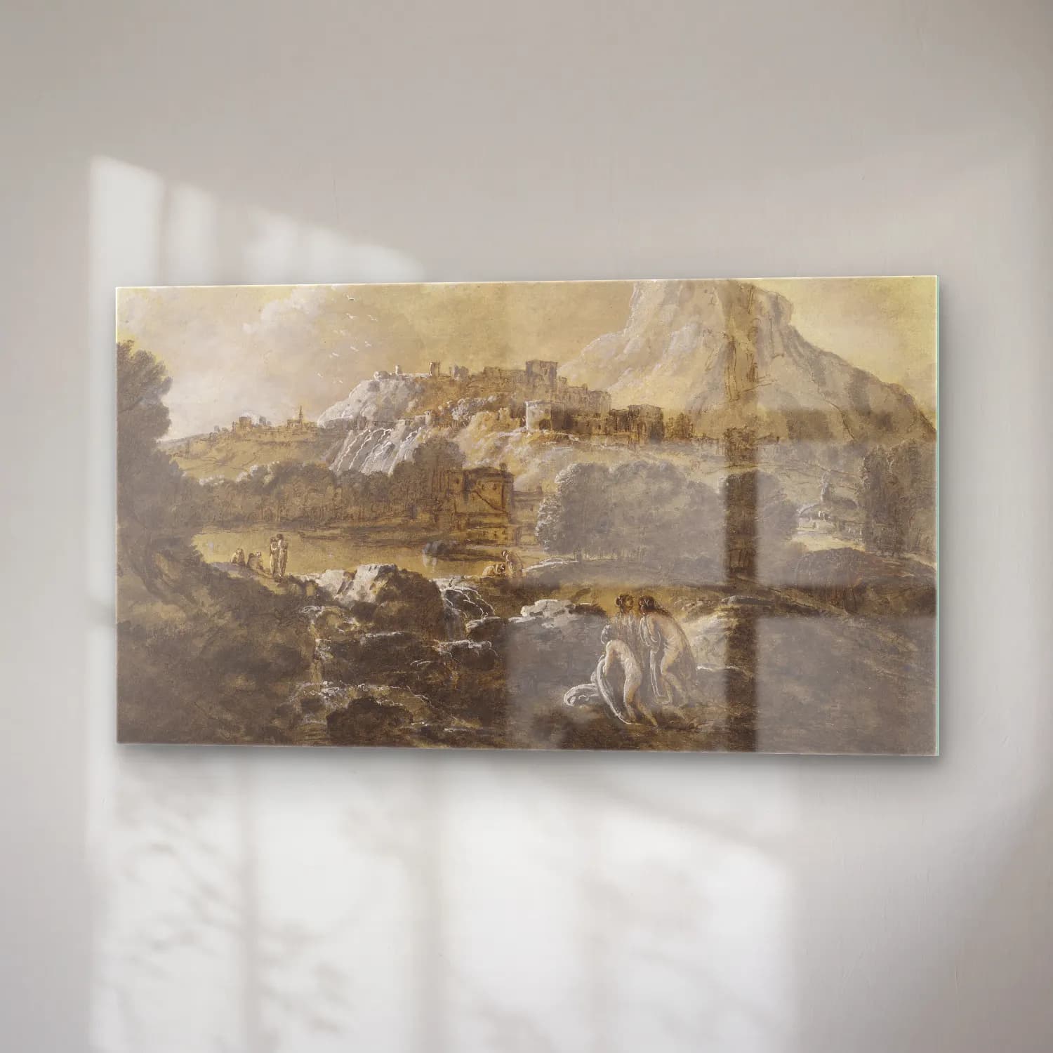 Francesco Zuccarelli – Mountainous River Landscape with Bathers cam tablo — sağ açıdan görünüm