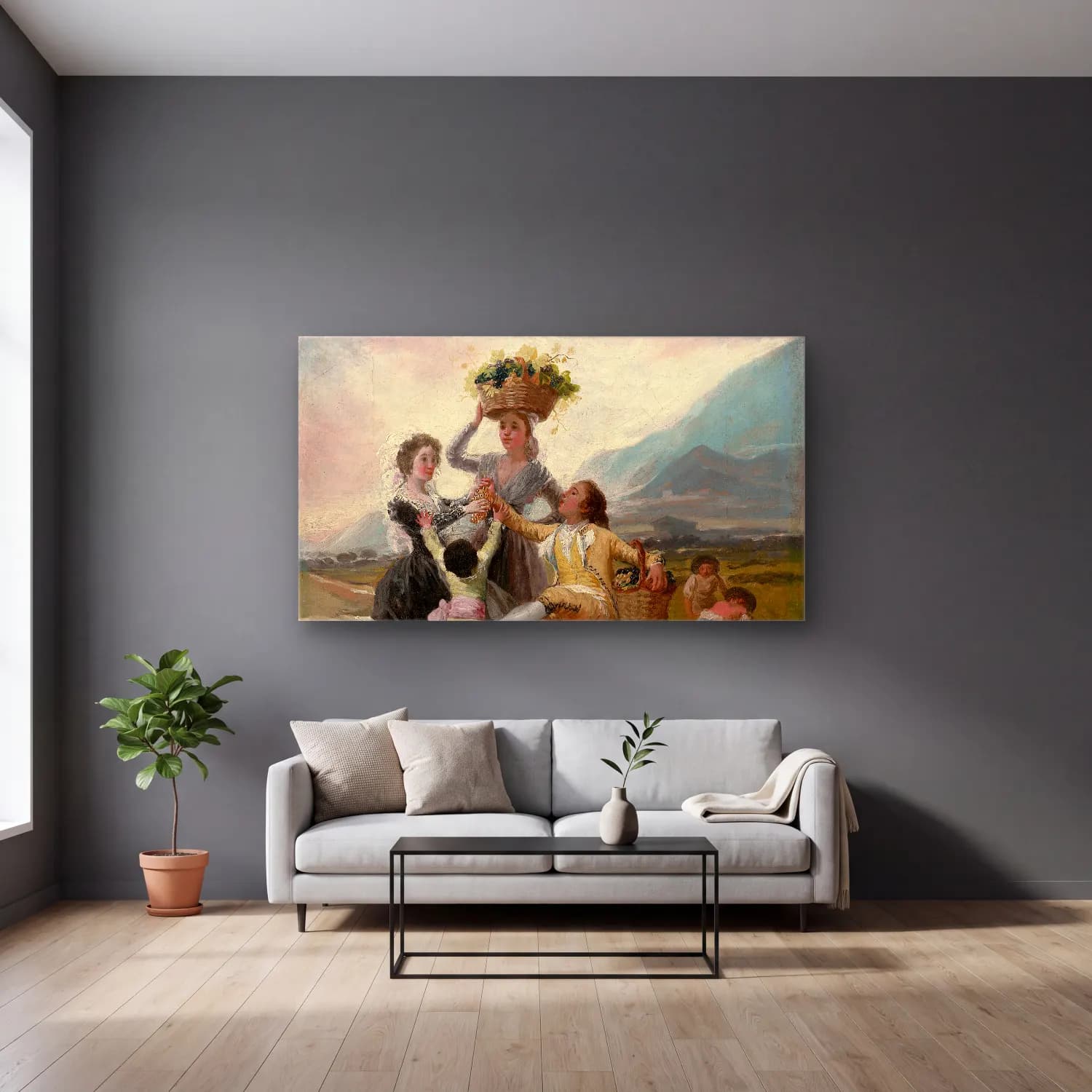 Francisco de Goya – Autumn cam tablo — gri duvarlı salonda