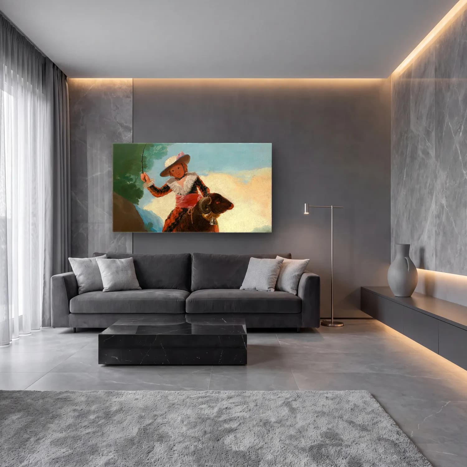 Francisco de Goya – Boy on a Ram cam tablo — lüks salon duvarında