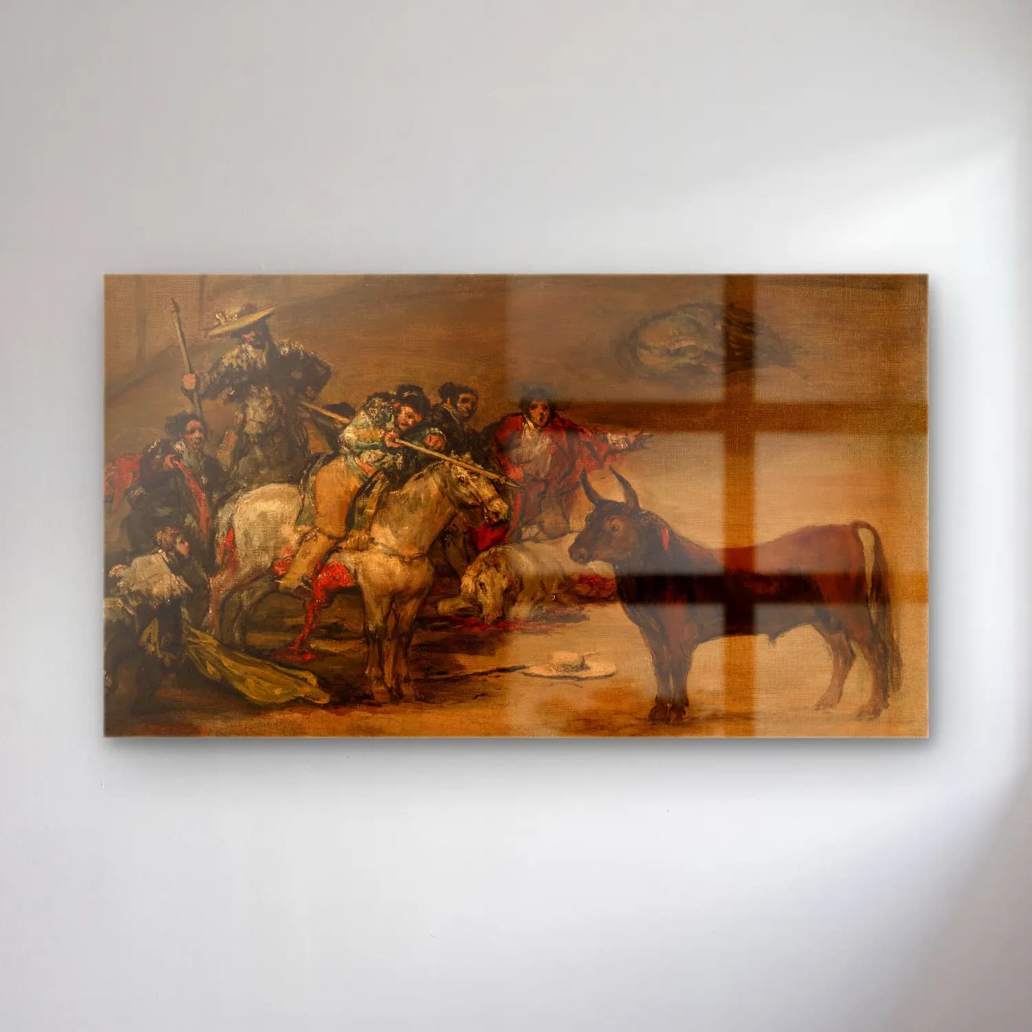 Francisco de Goya – Bullfight, Suerte de Varas cam tablo — Francisco de Goya – Bullfight, Suerte de Varas — yağlı boya savaş sahnesi