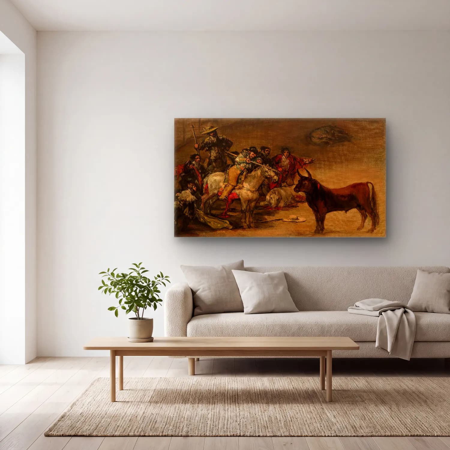 Francisco de Goya – Bullfight, Suerte de Varas cam tablo — açık renk salonda
