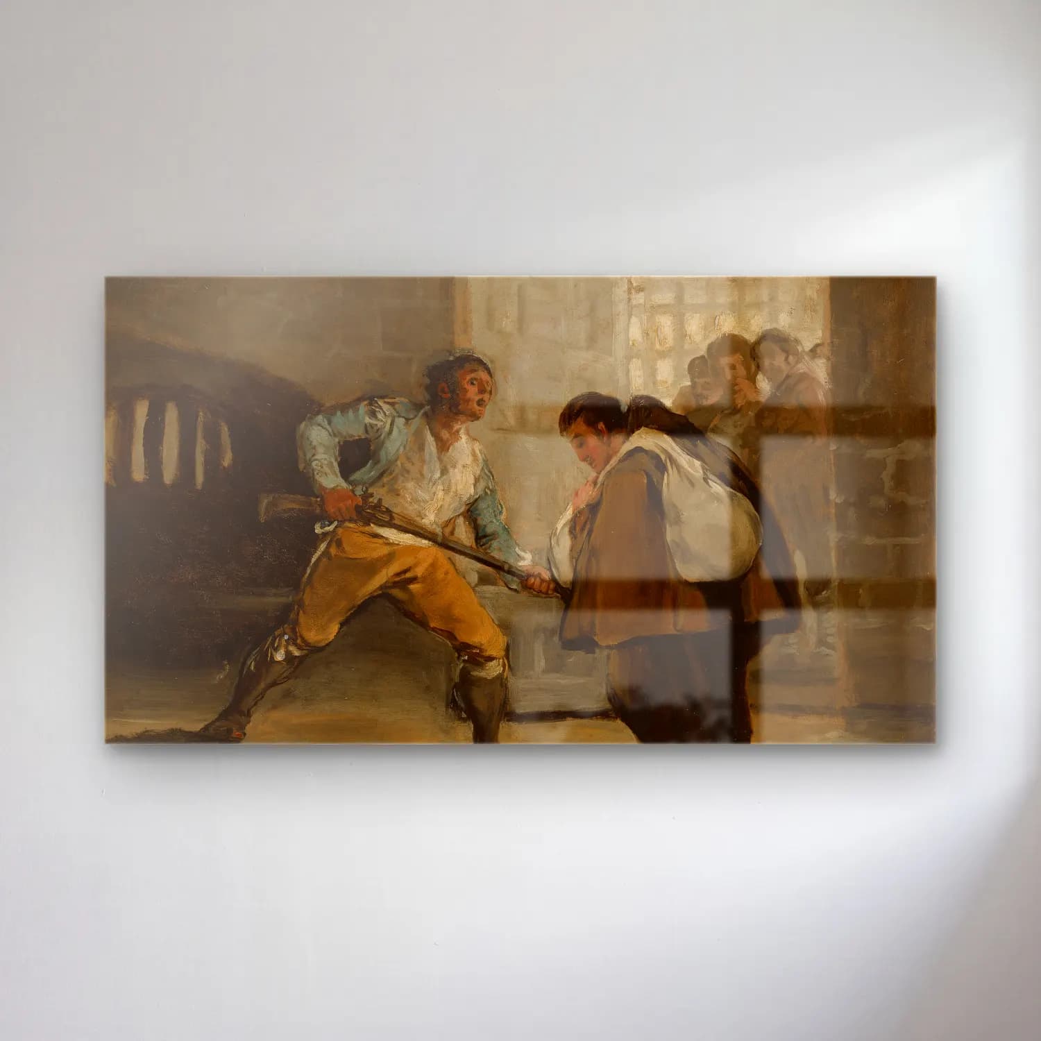 Francisco de Goya – El Maragato Threatens Friar Pedro de Zaldivia with His Gun cam tablo — Francisco de Goya – El Maragato Threatens Friar Pedro de Zaldivia with His Gun — yağlı boya savaş sahnesi