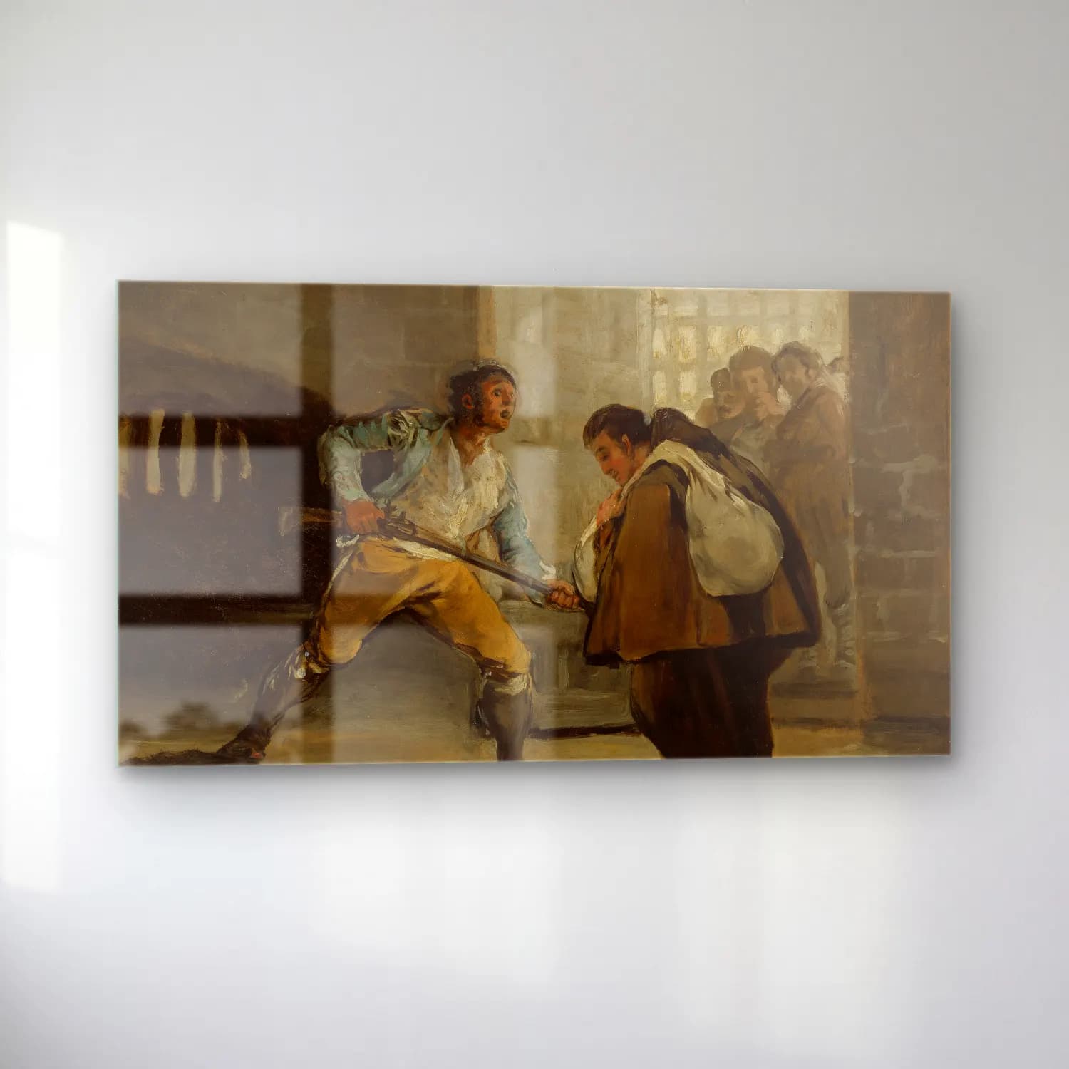 Francisco de Goya – El Maragato Threatens Friar Pedro de Zaldivia with His Gun cam tablo — sol açıdan görünüm