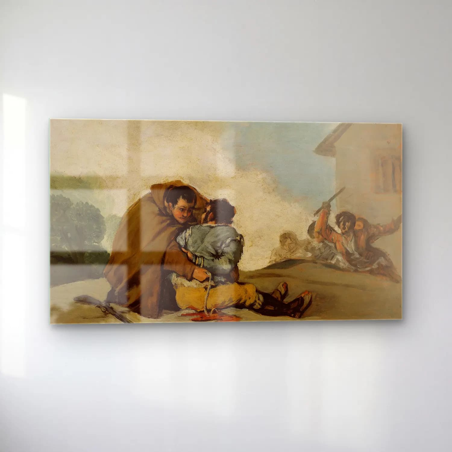 Francisco de Goya – Friar Pedro Binds El Maragato with a Rope cam tablo — sol açıdan görünüm