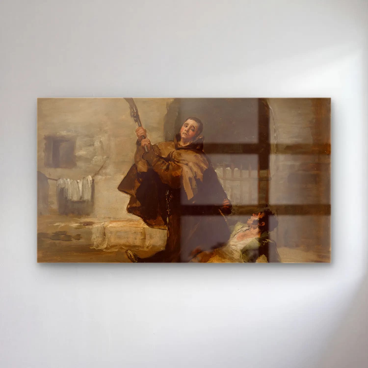 Francisco de Goya – Friar Pedro Clubs El Maragato with the Butt of the Gun cam tablo — Francisco de Goya – Friar Pedro Clubs El Maragato with the Butt of the Gun — yağlı boya dini sahne