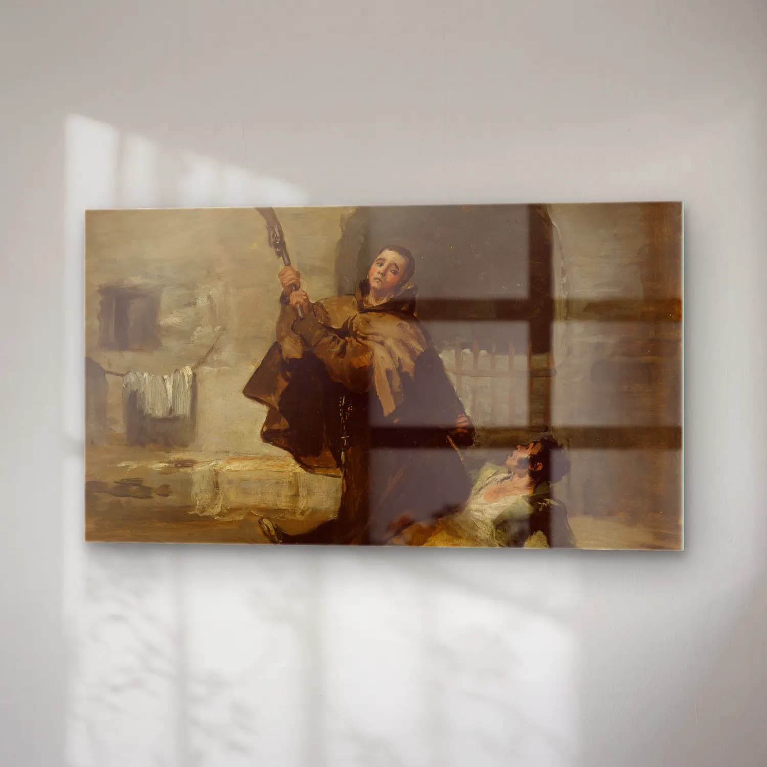 Francisco de Goya – Friar Pedro Clubs El Maragato with the Butt of the Gun cam tablo — sağ açıdan görünüm