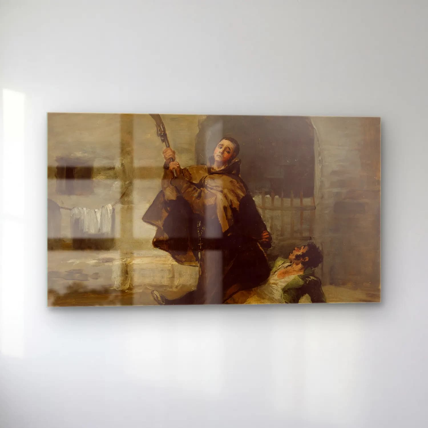 Francisco de Goya – Friar Pedro Clubs El Maragato with the Butt of the Gun cam tablo — sol açıdan görünüm