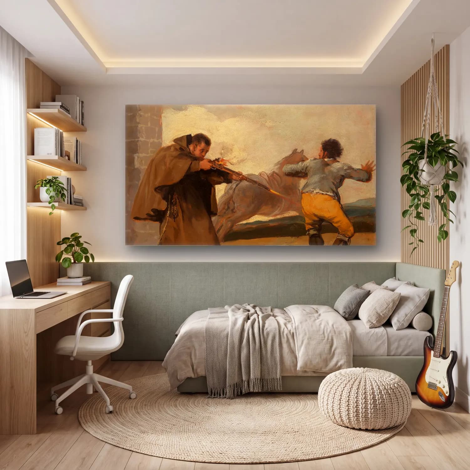 Francisco de Goya – Friar Pedro Shoots El Maragato as His Horse Runs Off cam tablo — genç odasında