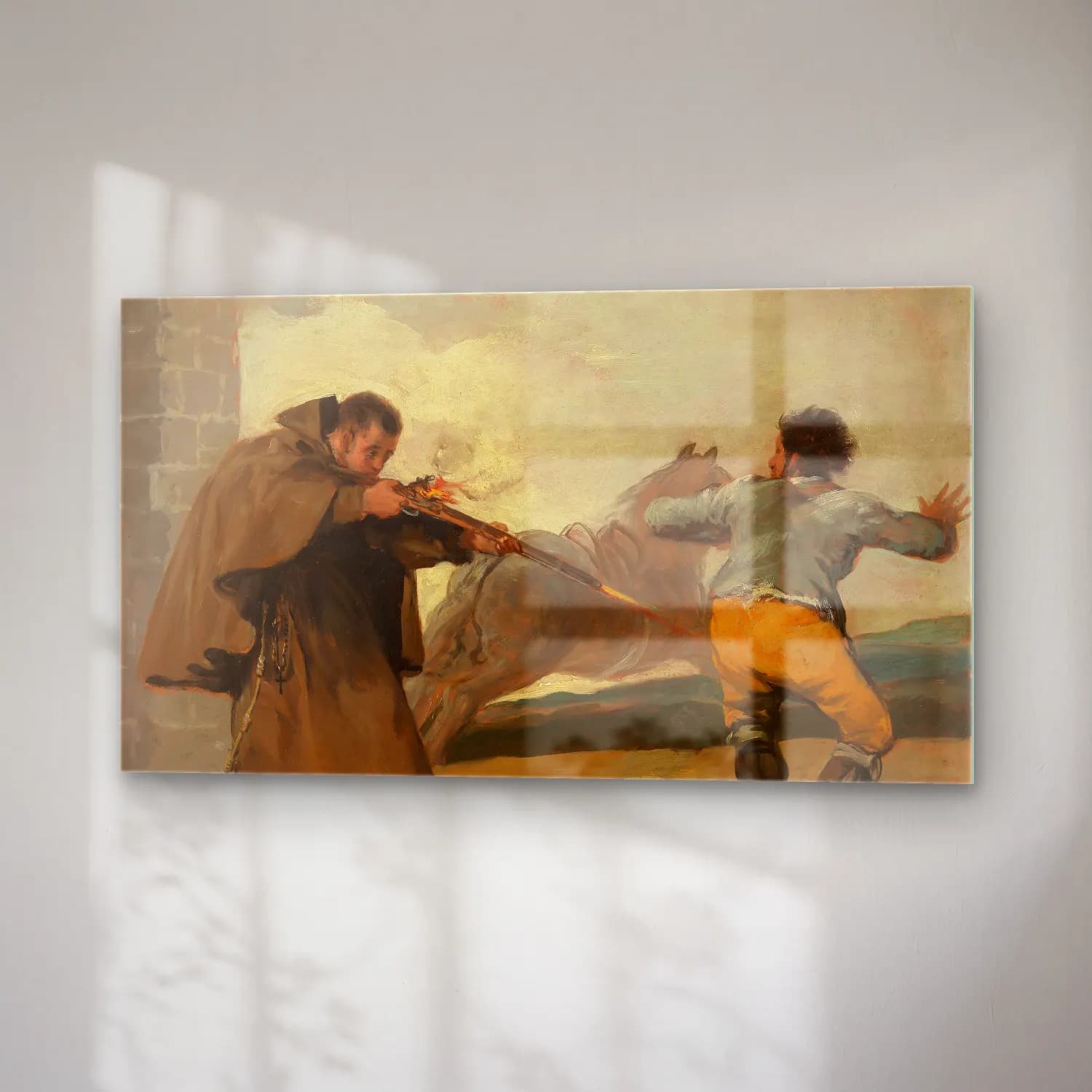 Francisco de Goya – Friar Pedro Shoots El Maragato as His Horse Runs Off cam tablo — sağ açıdan görünüm