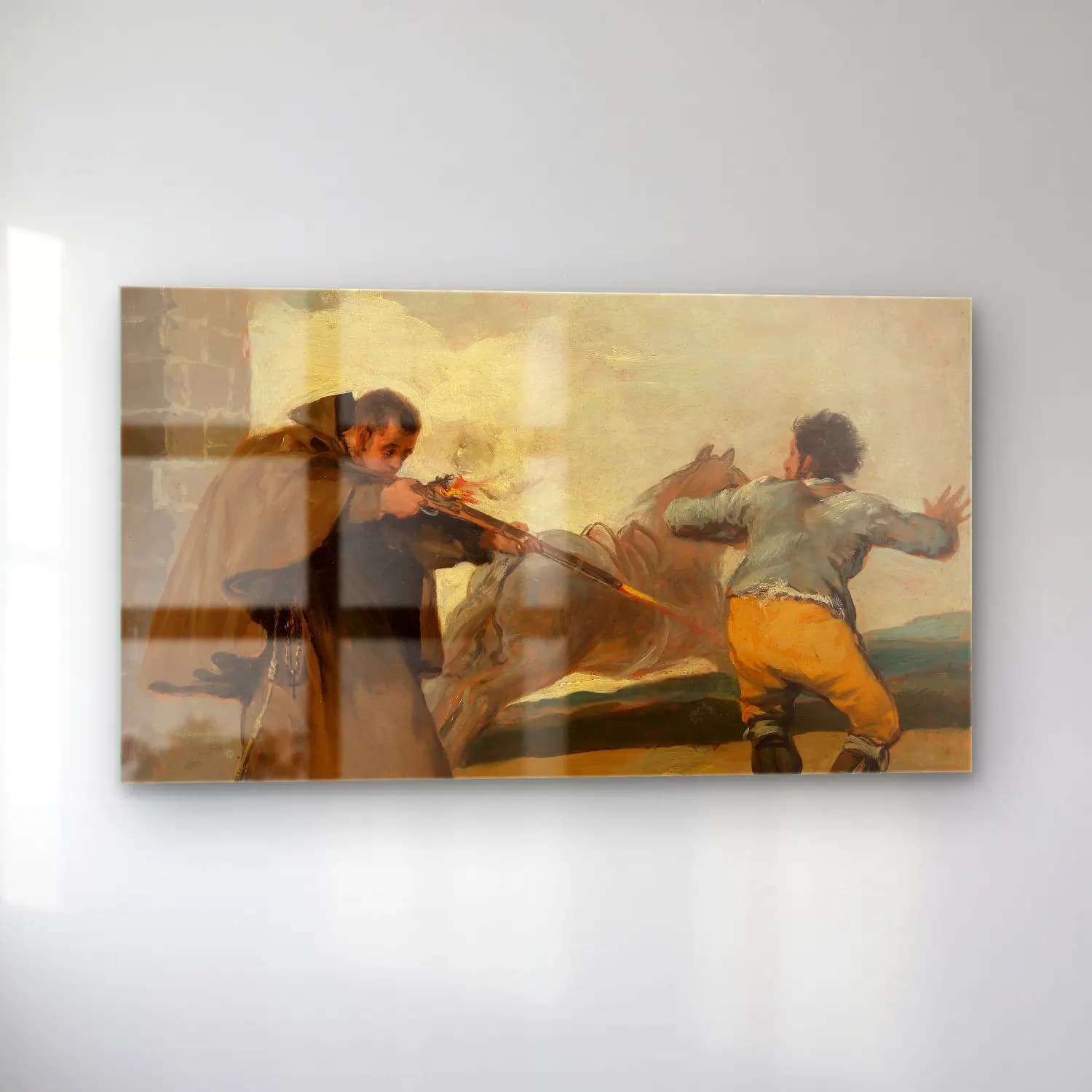 Francisco de Goya – Friar Pedro Shoots El Maragato as His Horse Runs Off cam tablo — sol açıdan görünüm