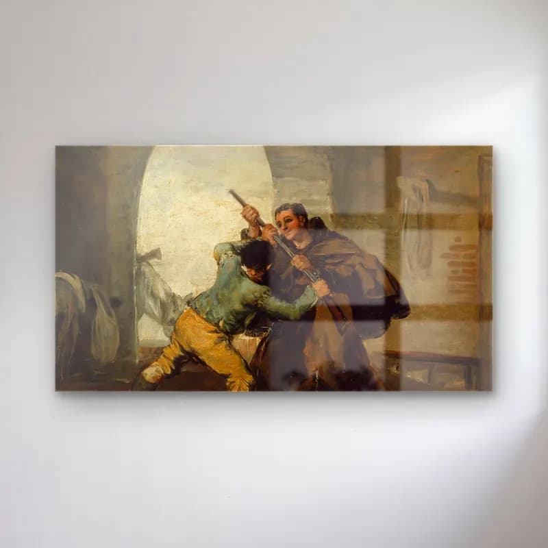 Francisco de Goya – Friar Pedro Wrests the Gun from El Maragato cam tablo — Francisco de Goya – Friar Pedro Wrests the Gun from El Maragato — yağlı boya savaş sahnesi