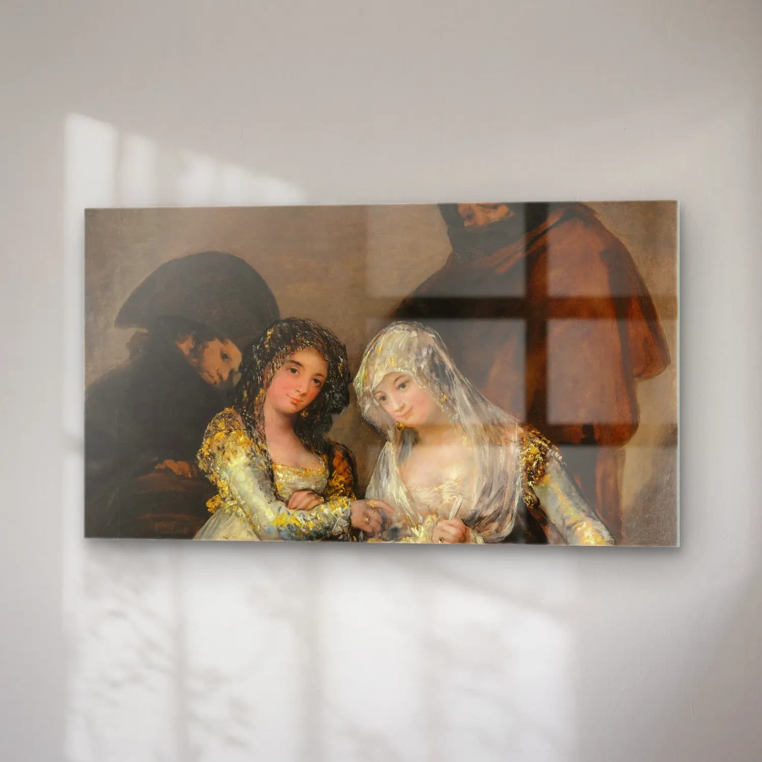 Francisco de Goya – Majas on a Balcony (ca. 1800–1810) cam tablo — sağ açıdan görünüm