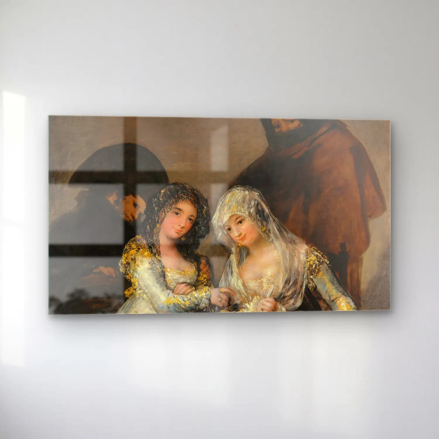 Francisco de Goya – Majas on a Balcony (ca. 1800–1810) cam tablo — sol açıdan görünüm