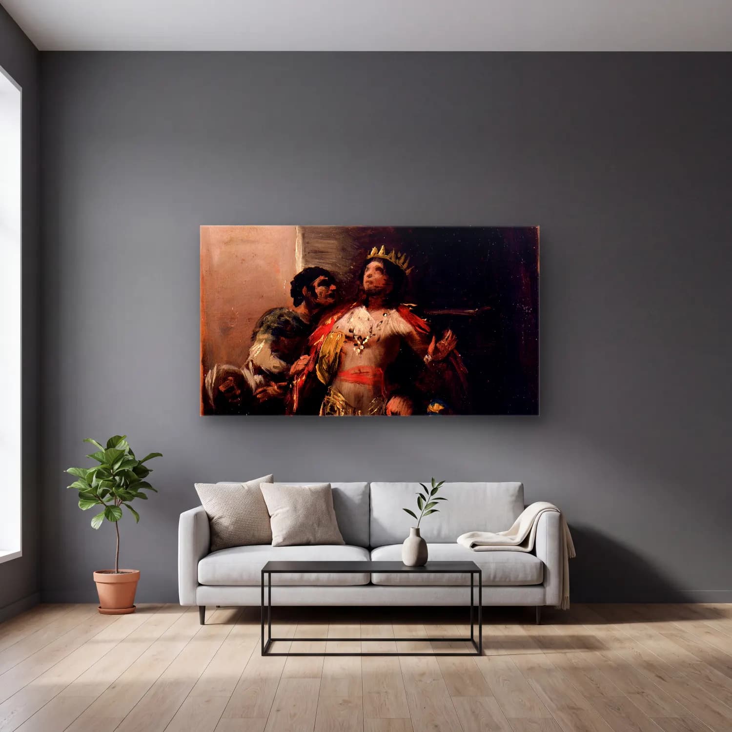 Francisco de Goya – St Hermenegild in Prision cam tablo — gri duvarlı salonda