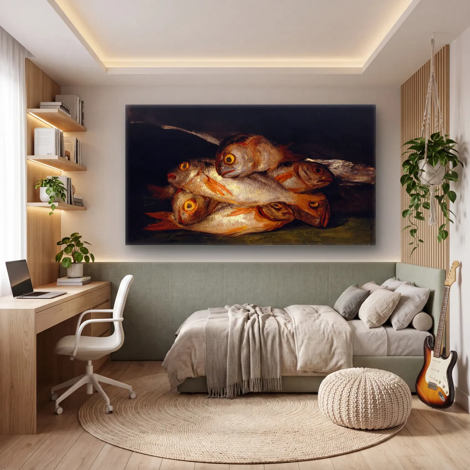 Francisco de Goya – Still Life With Golden Bream cam tablo — genç odasında