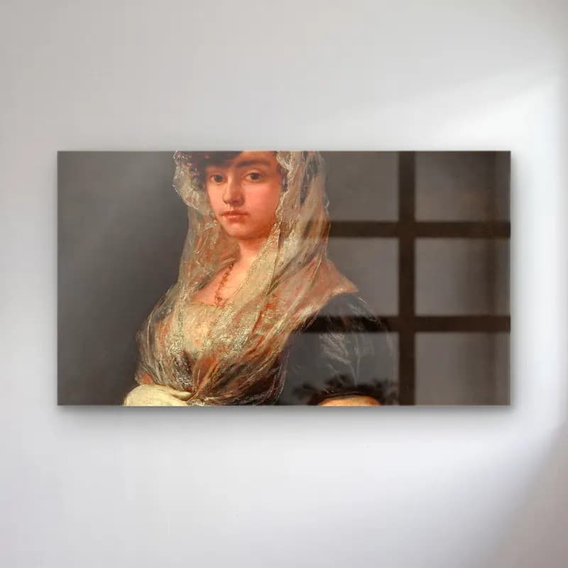 Francisco de Goya – Young Lady Wearing a Mantilla and Basquina cam tablo — Francisco de Goya – Young Lady Wearing a Mantilla and Basquina — yağlı boya kadın portresi