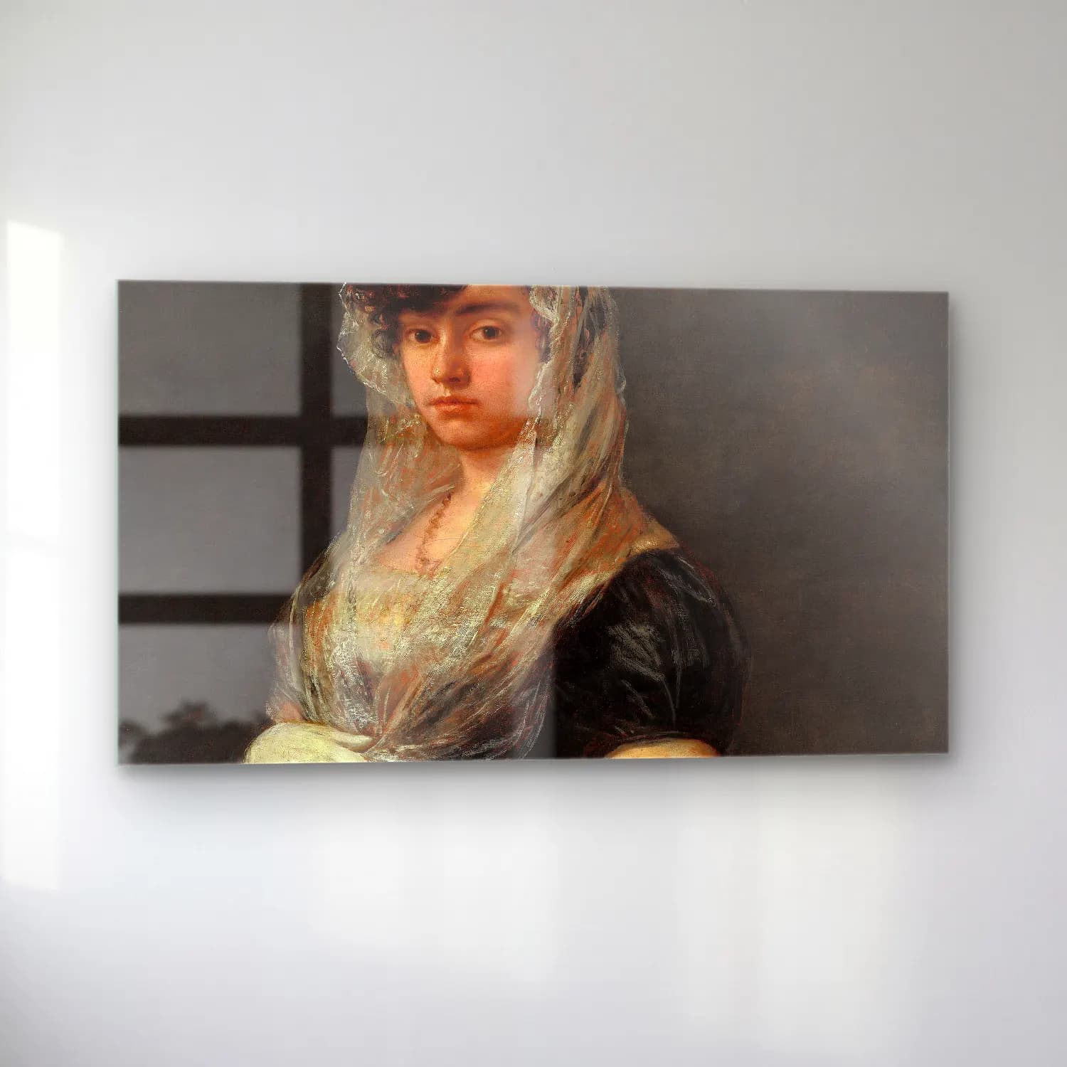 Francisco de Goya – Young Lady Wearing a Mantilla and Basquina cam tablo — sol açıdan görünüm