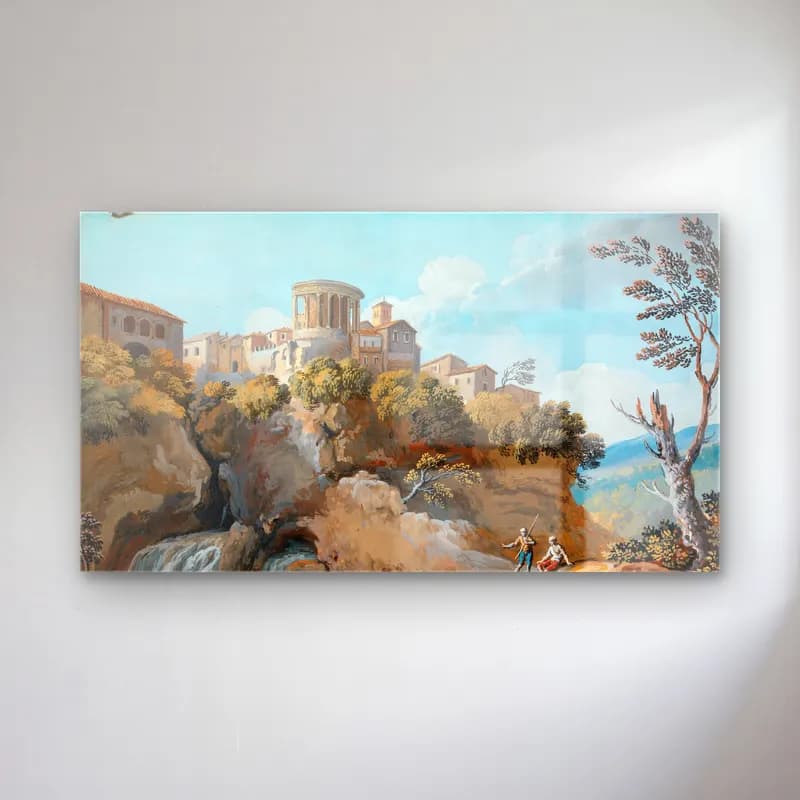 Giovanni Battista Busiri – The Temple of Vesta, Tivoli cam tablo — Giovanni Battista Busiri – The Temple of Vesta, Tivoli — yağlı boya antik kalıntılar