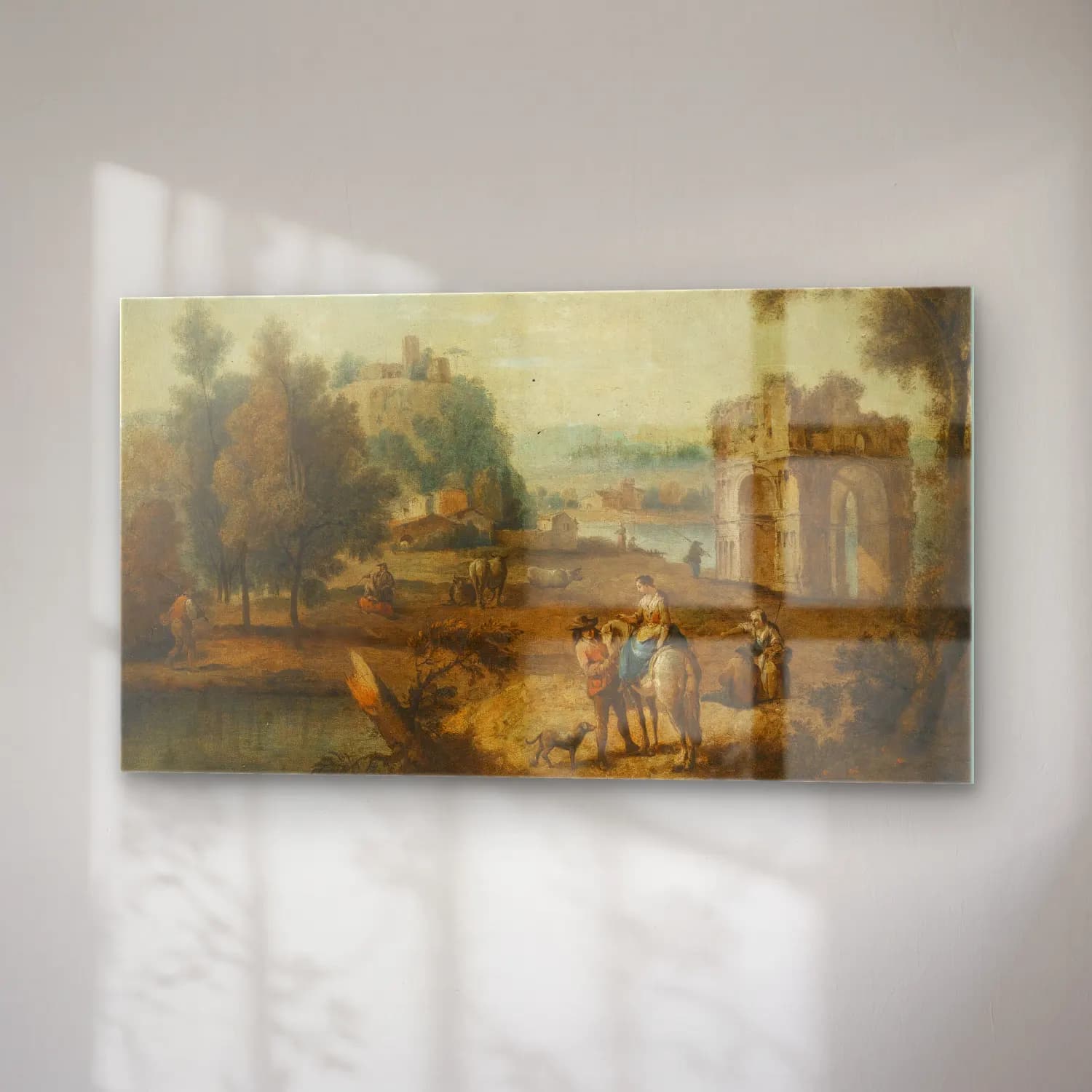 Giuseppe Zais – A Landscape With A Roman Ruin And Figures Resting Beside A… cam tablo — sağ açıdan görünüm