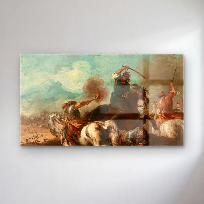 Giuseppe Zais – Battle Scene cam tablo — Giuseppe Zais – Battle Scene — yağlı boya savaş sahnesi