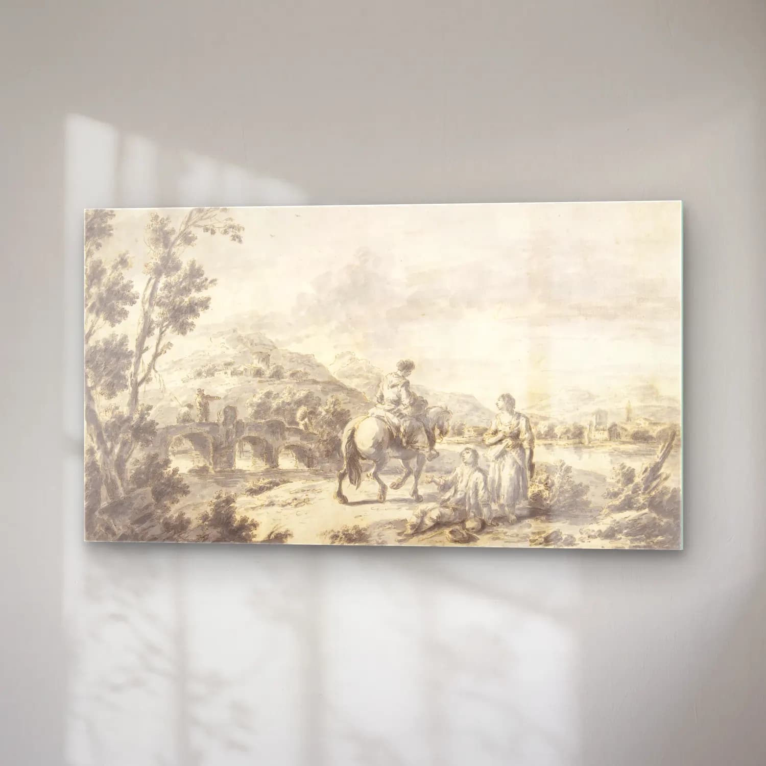 Giuseppe Zais – River Landscape with Two Mendicants and Other Figures cam tablo — sağ açıdan görünüm
