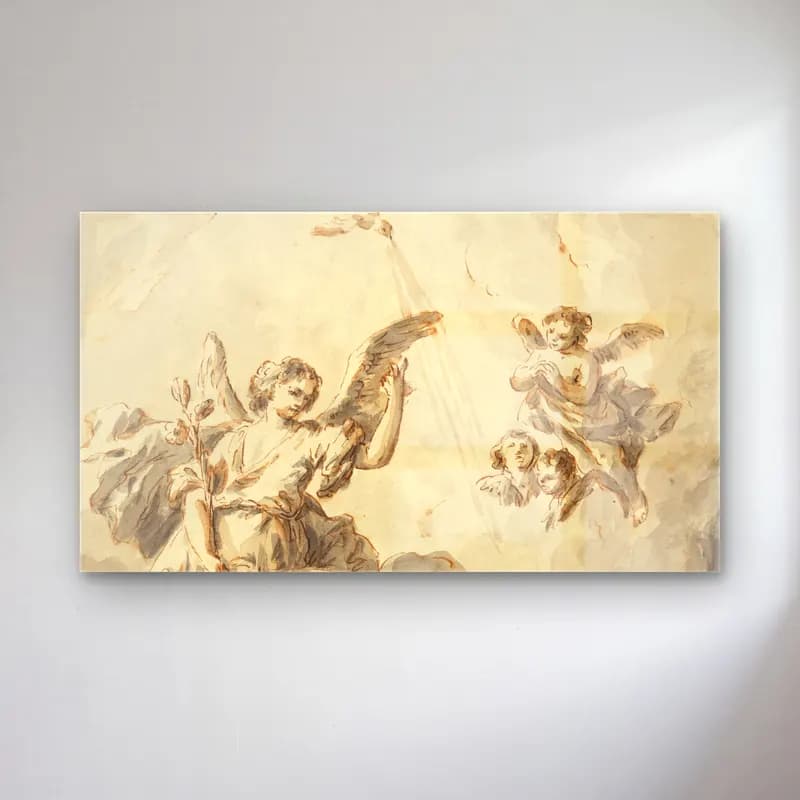 Giuseppe Zais – The Annunciation (mid-18th century) cam tablo — Giuseppe Zais – The Annunciation (mid-18th century) — vintage dini sahne